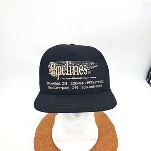 Vintage Pipelines Hat One Size Fits All Snapback Cap Black